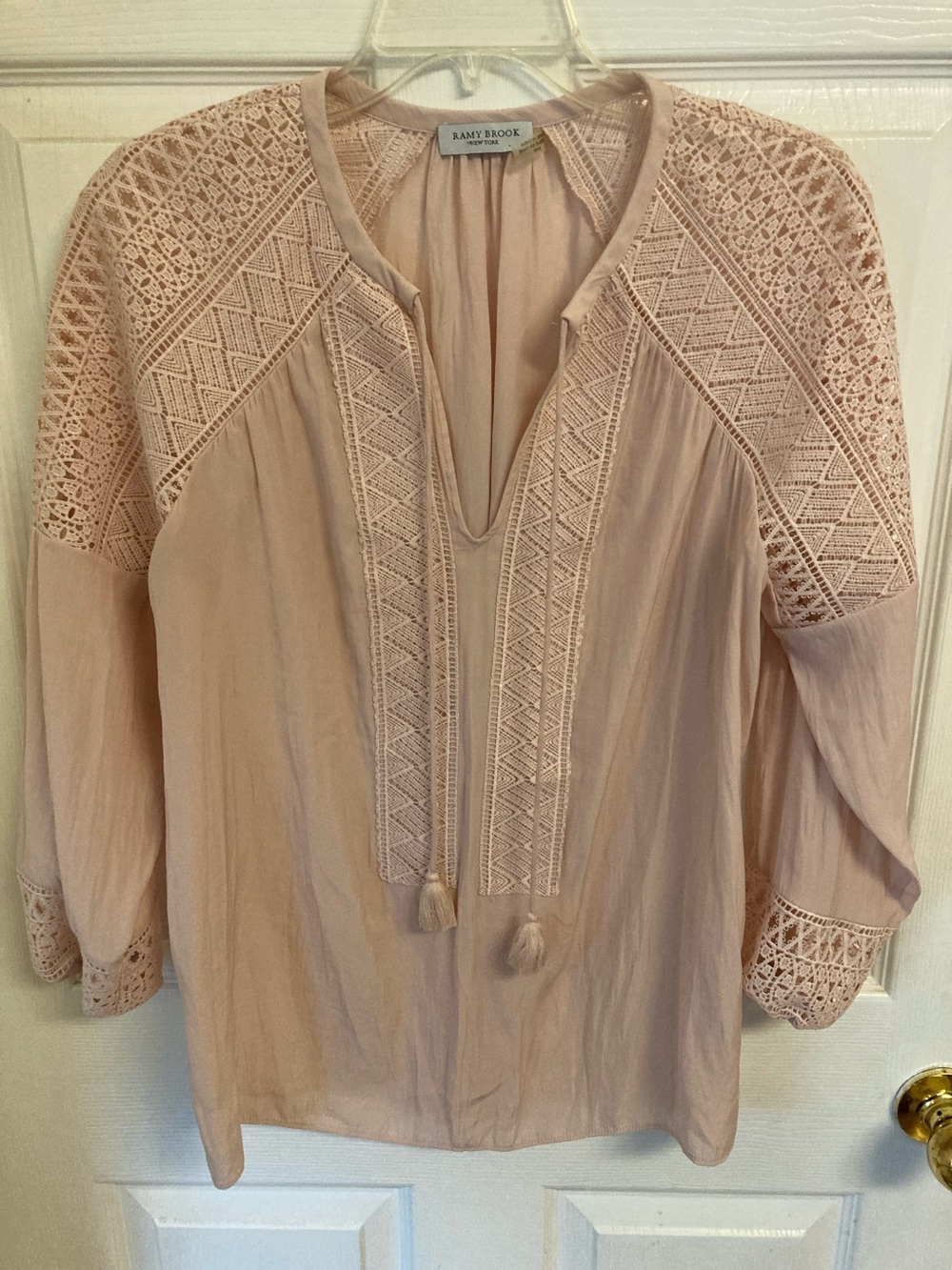 Ramy Brook Blush Crochet-Inset Peasant Tunic